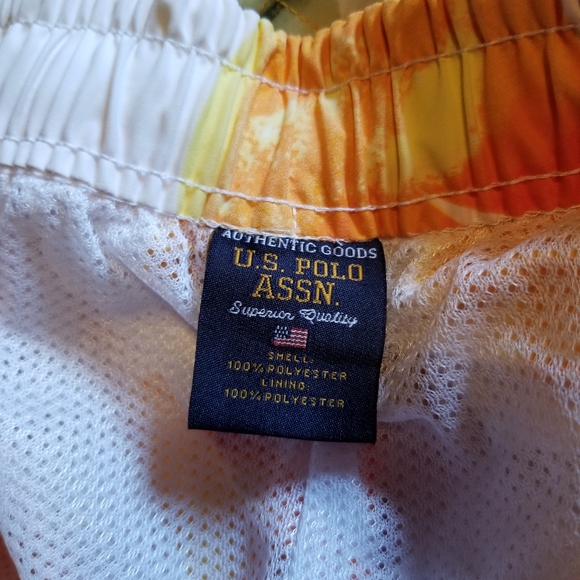 Authentic Goods USPA Men's Bathing Trunks Floral Print Orange White Sz XL - Picture 7 of 7